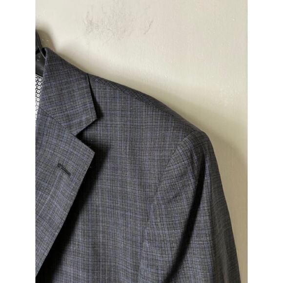 NWT Zanetti Mateo Gray Micro Plaid Two Button Suit Jacket Wool Blend Blazer 44R - Picture 8 of 8